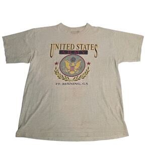 Vintage 90s MJ Soffe US Army Ft Benning GA Graphic Tee Shirt‎ Grey Adult XL
